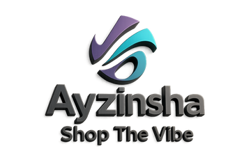 Brand name is Ayzinsha and tagline is Shop The Vibe, in 3d with abstract symbol